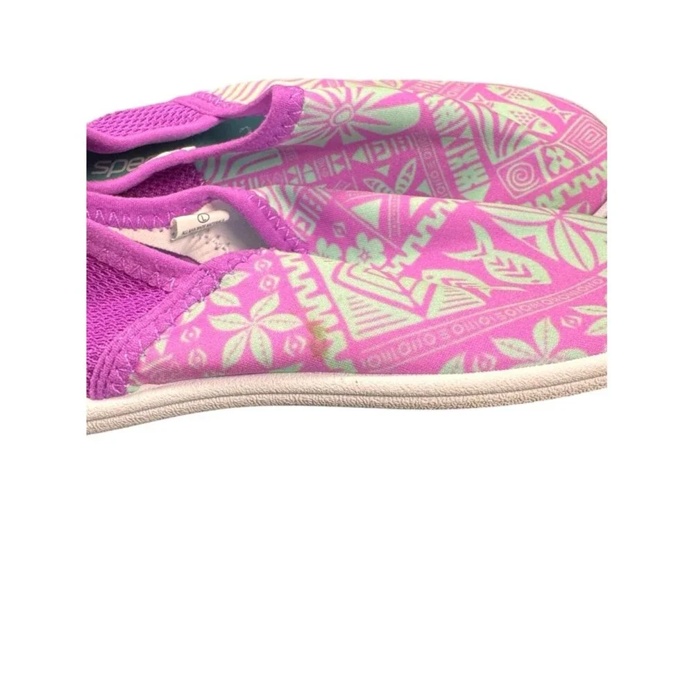 Speedo Kids Girls Water Shoes Pink Green Tropical Slip On Beach Pool Size 9/0